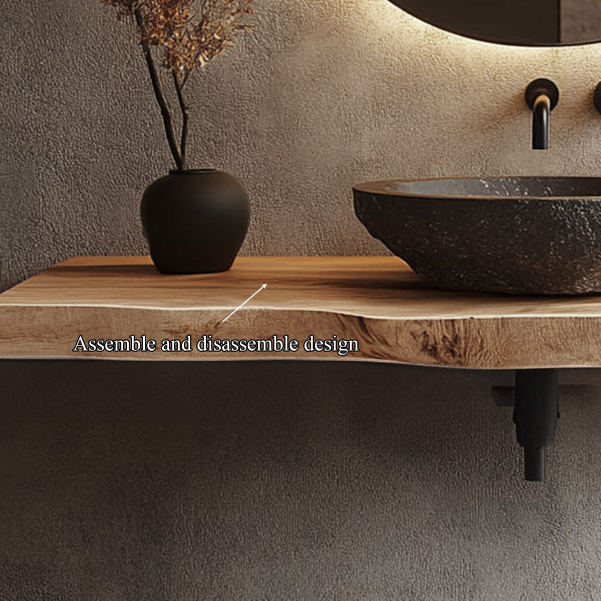 Mid Century Floating Vanity Modern Bathroom, solid wood, built to order