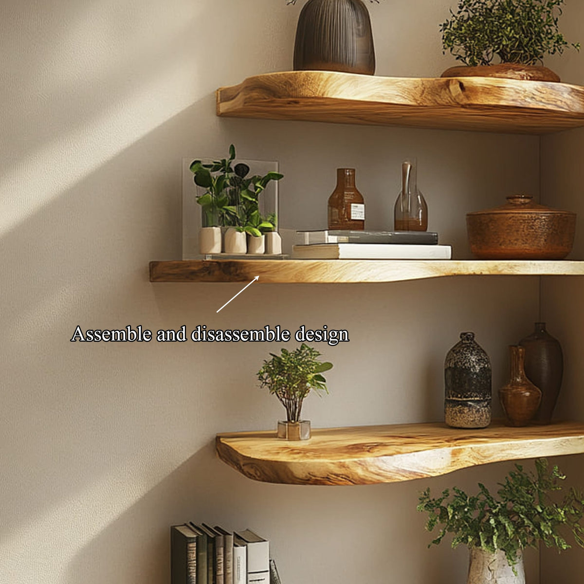 Live Edge Floating Decorative Wall Shelf