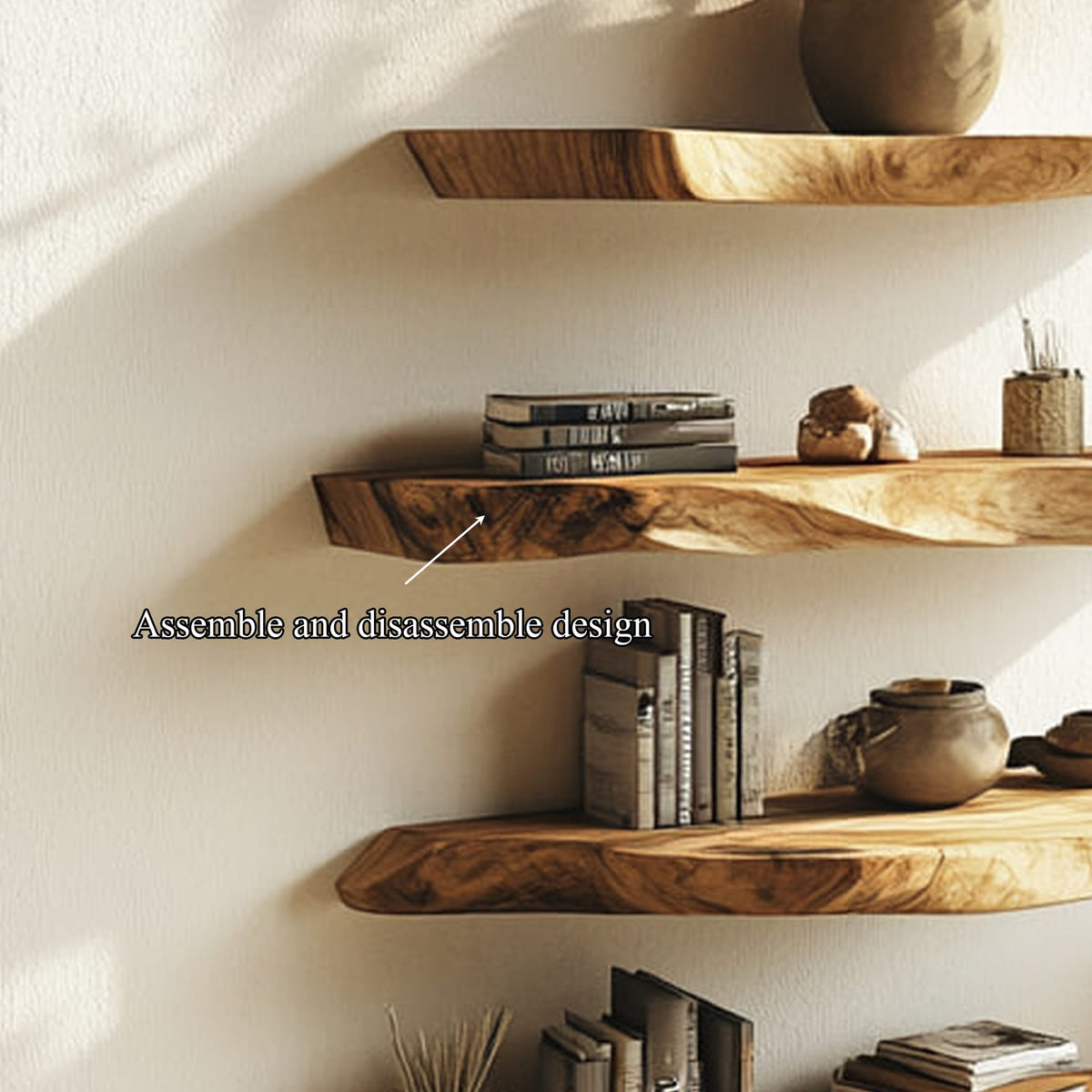 Live Edge Storage Floating Shelf