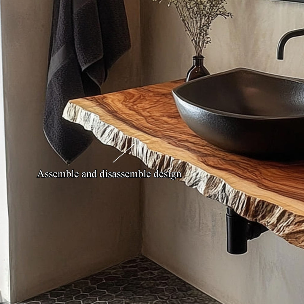 Mid Century Bathroom Vanity Shelf Modern Bathroom Interior, solid wood, built to order