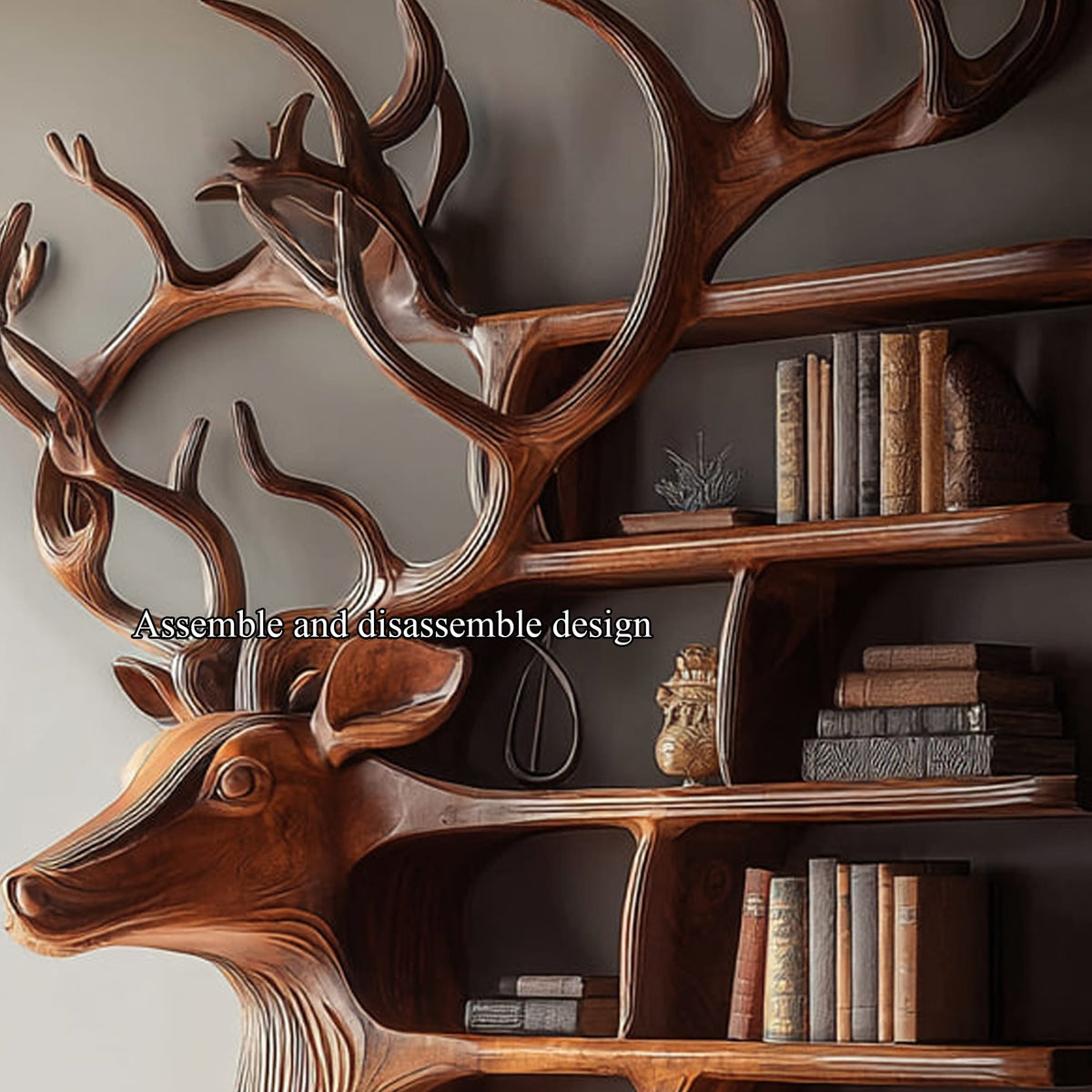 Deer Mounted Bookshelf