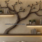 Mid Century Tree Wall Bookshelf Bedroom Headboard, solid wood, built to order