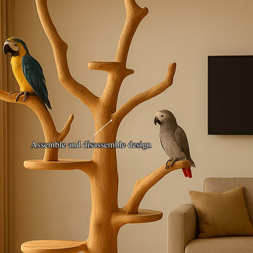 Rustic Parrot Tree Stand Living Room, solid wood, image 3 of 5