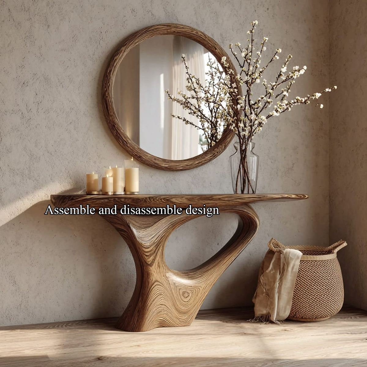 Mid Century Organic Sofa Console Table
