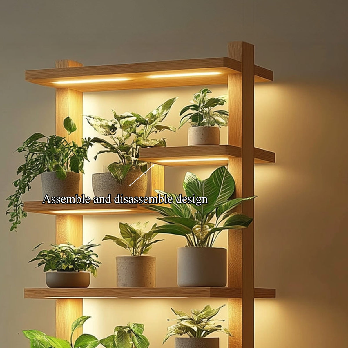 Mid Century Modern Plant Shelf Display Living Room, solid wood, built to order