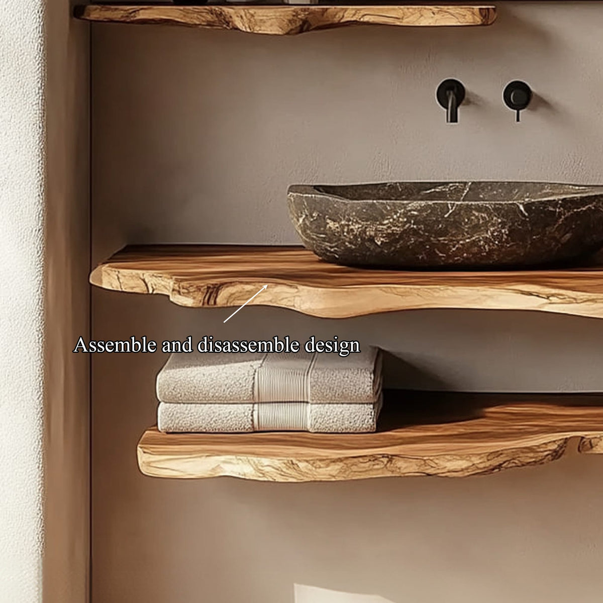 Rustic Bathroom Vanity Shelf Bathroom Wall Display, solid wood, built to order