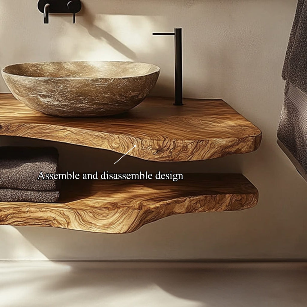 Mid Century Bathroom Vanity Shelf Solid Bathroom Design, solid wood, built to order
