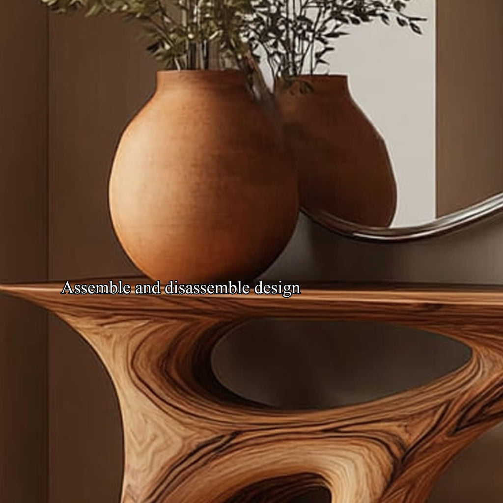 Mid Century Sculptural Console Table Hallway Accent, solid wood, built to order