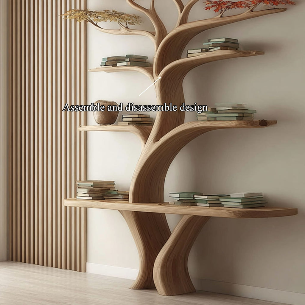 Midcentury Tree Wall Shelf Study Room, solid wood, built to order