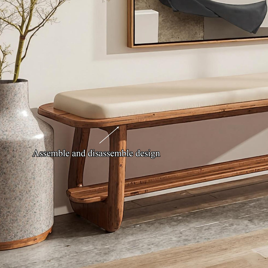 Mid Century Long Bench Entryway Dining Room Modern, solid wood, built to order