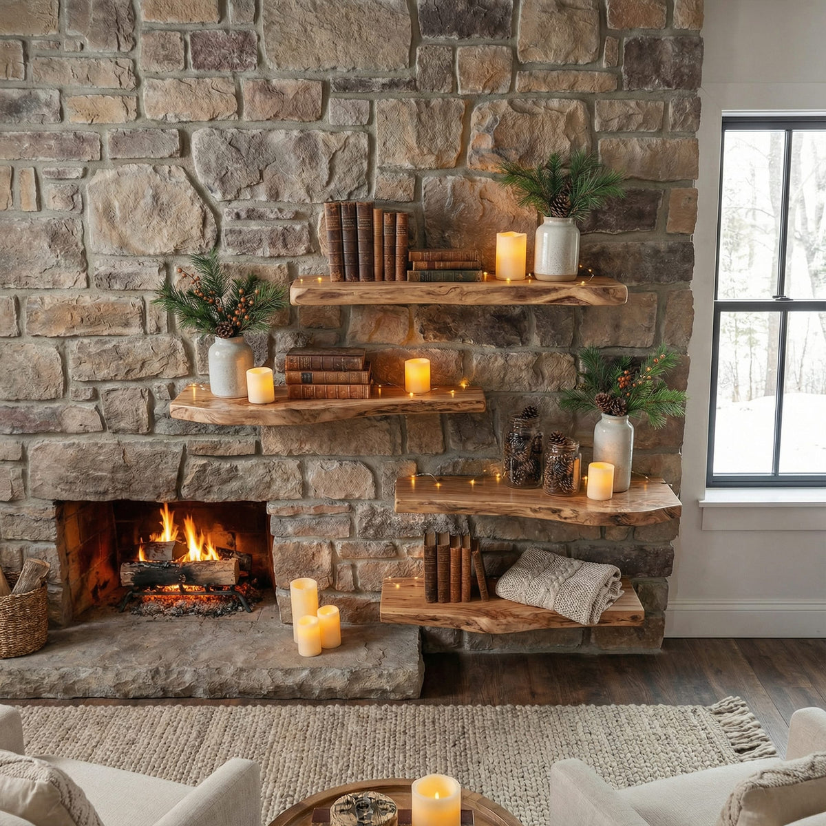 Fireplace Organic Wall Shelf