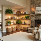 Modern Living Room Floating Wall Shelves, solid wood, built to order