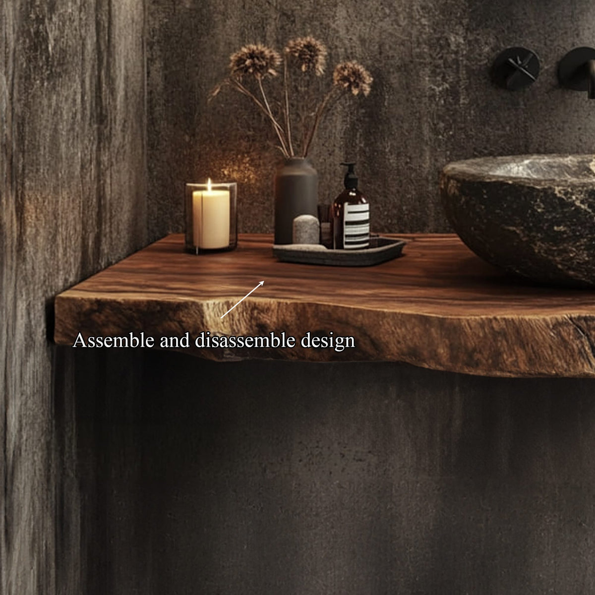 Mid Century Floating Bathroom Vanity Modern Washroom, solid wood, built to order