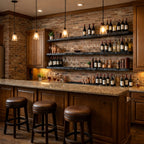 Industrial Floating Bar Shelves Wall Mounted Display Rack, solid wood, built to order