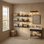 Moder Floating Bathroom Shelves Wall Mounted Storage, solid wood, built to order