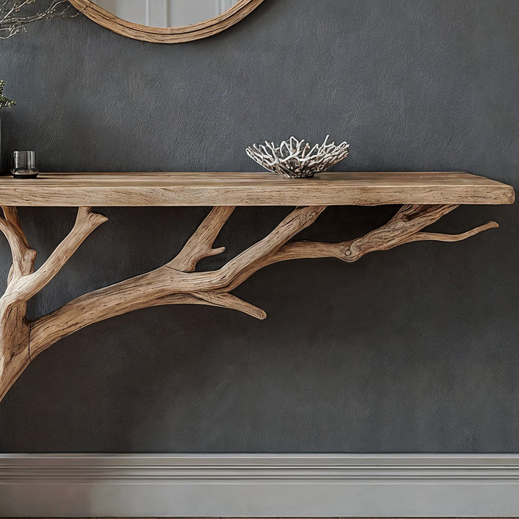 Floating Edge Console Table Handcraft, solid wood, built to order