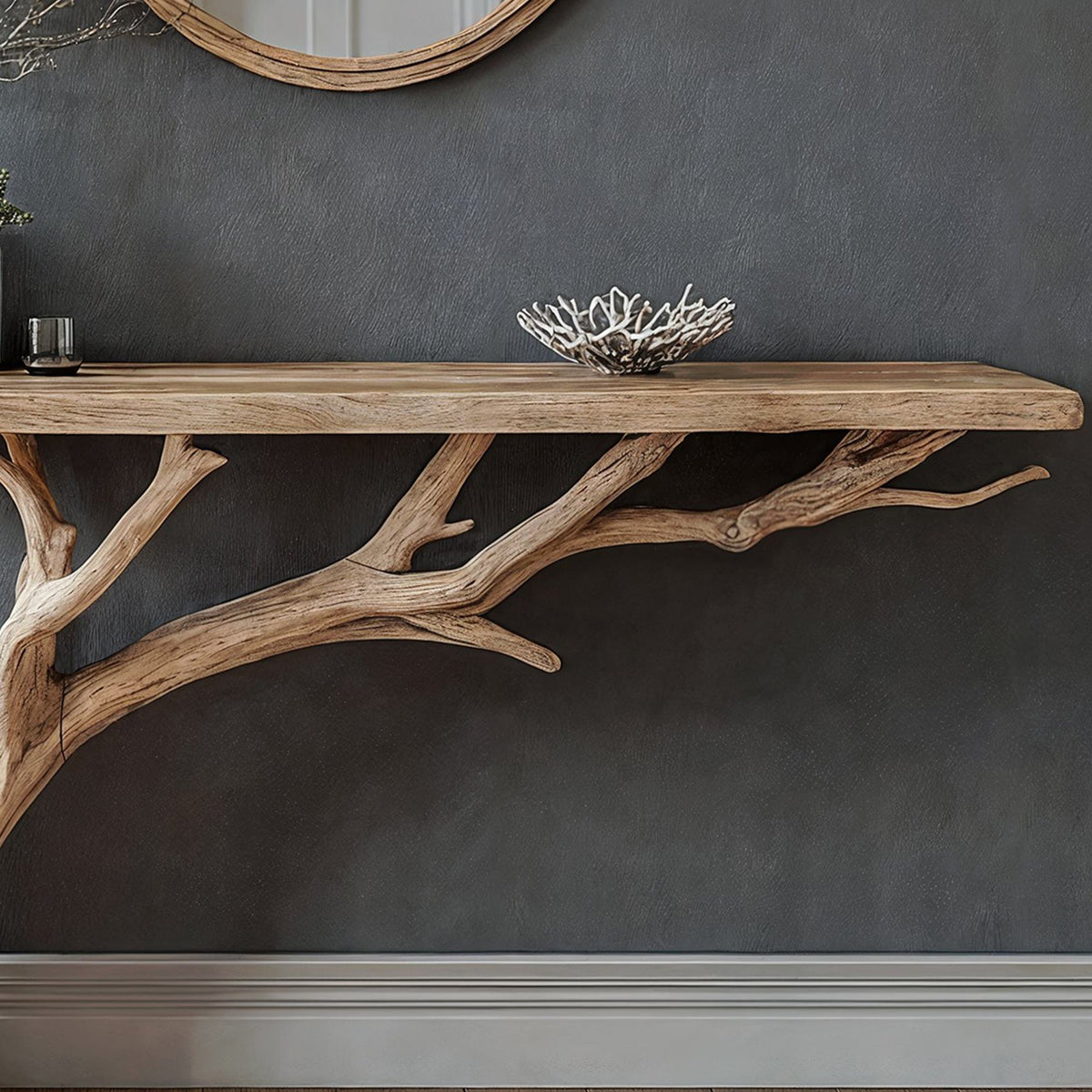 Floating Edge Console Table Handcraft, solid wood, built to order