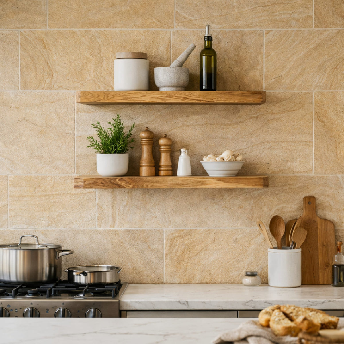 Rustic Chunky Floating Wall Shelves Edge Display, solid wood, built to order
