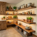 Modern Living Room Floating Wall Shelves, solid wood, built to order