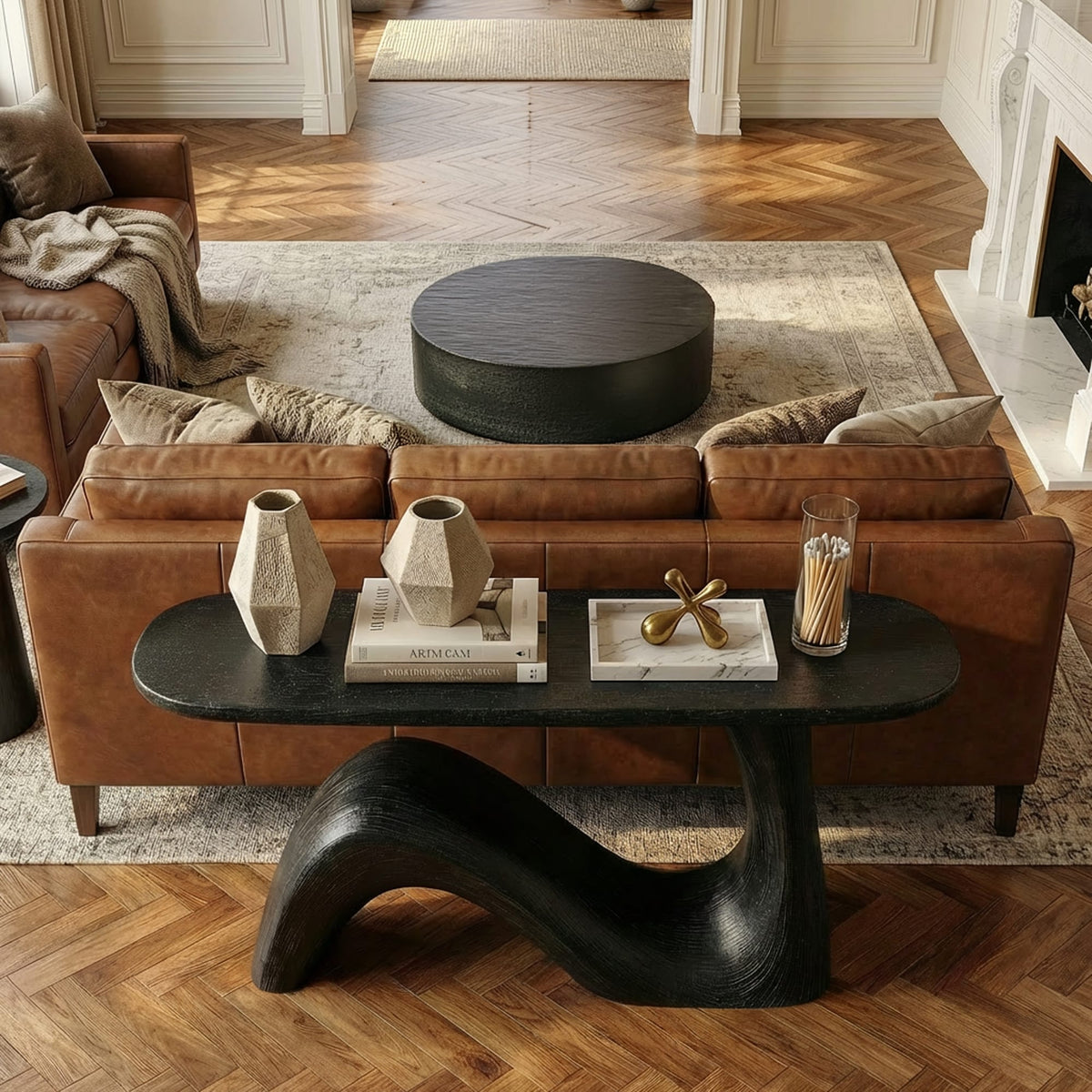 Organic Sculptural Back Console Table