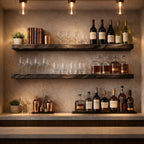 Industrial Floating Bar Shelves Wall Mounted Display Rack, solid wood, built to order