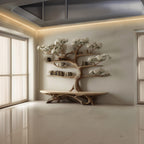 Rustic Tree Shelf Study Room, solid wood, built to order
