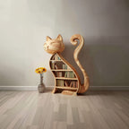 Rustic Cat Bookshelf Playroom Kids Storage Display, solid wood, built to order