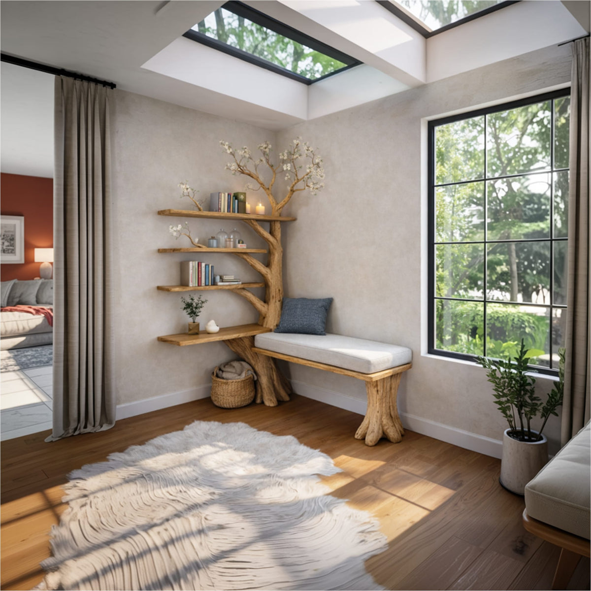 Artistic Integrated Tree Bookshelf