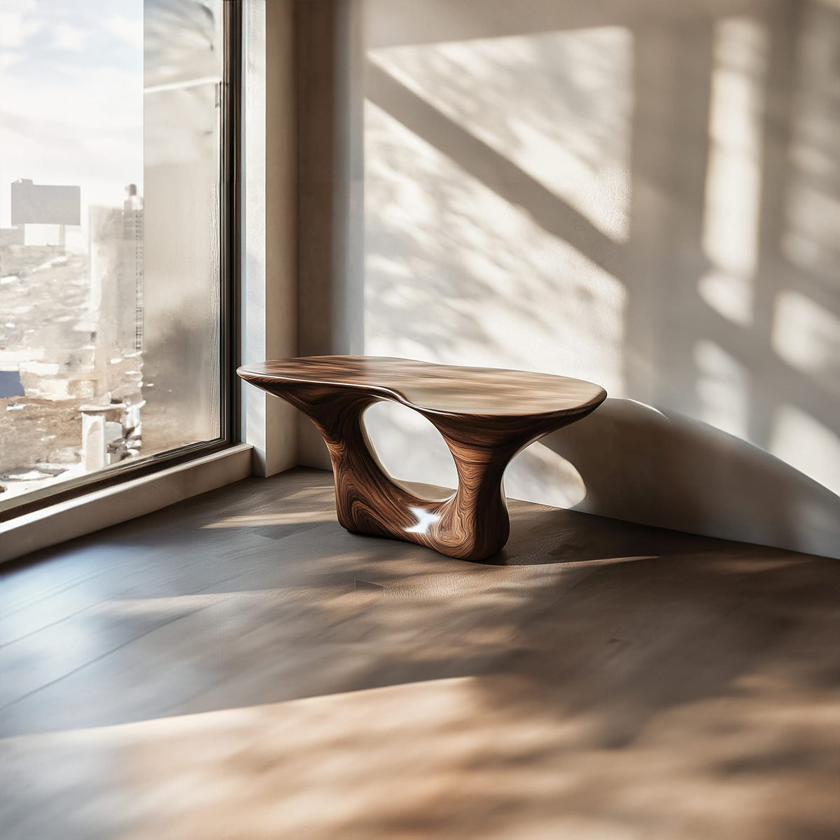 Curved Solid Console Table