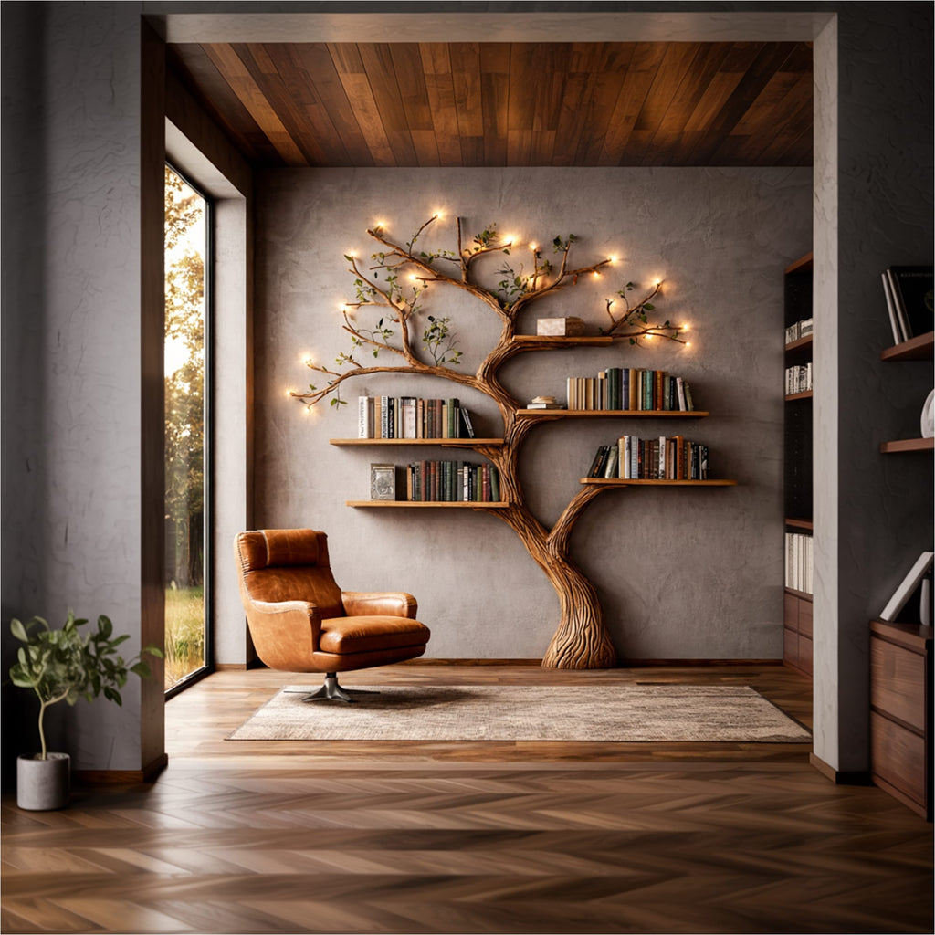 Organic Mounted Floating Tree Bookshelf