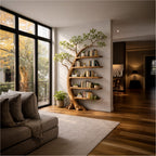 Handcrafted Tree Storage Bookcase Living Room, solid wood, built to order