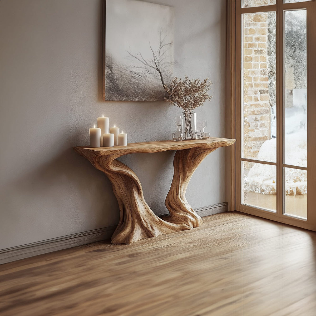 Mid Century Hourglass Console Table