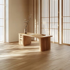 Japandi Organic Minimal Work Desk Home Office and Study Room, solid wood, built to order