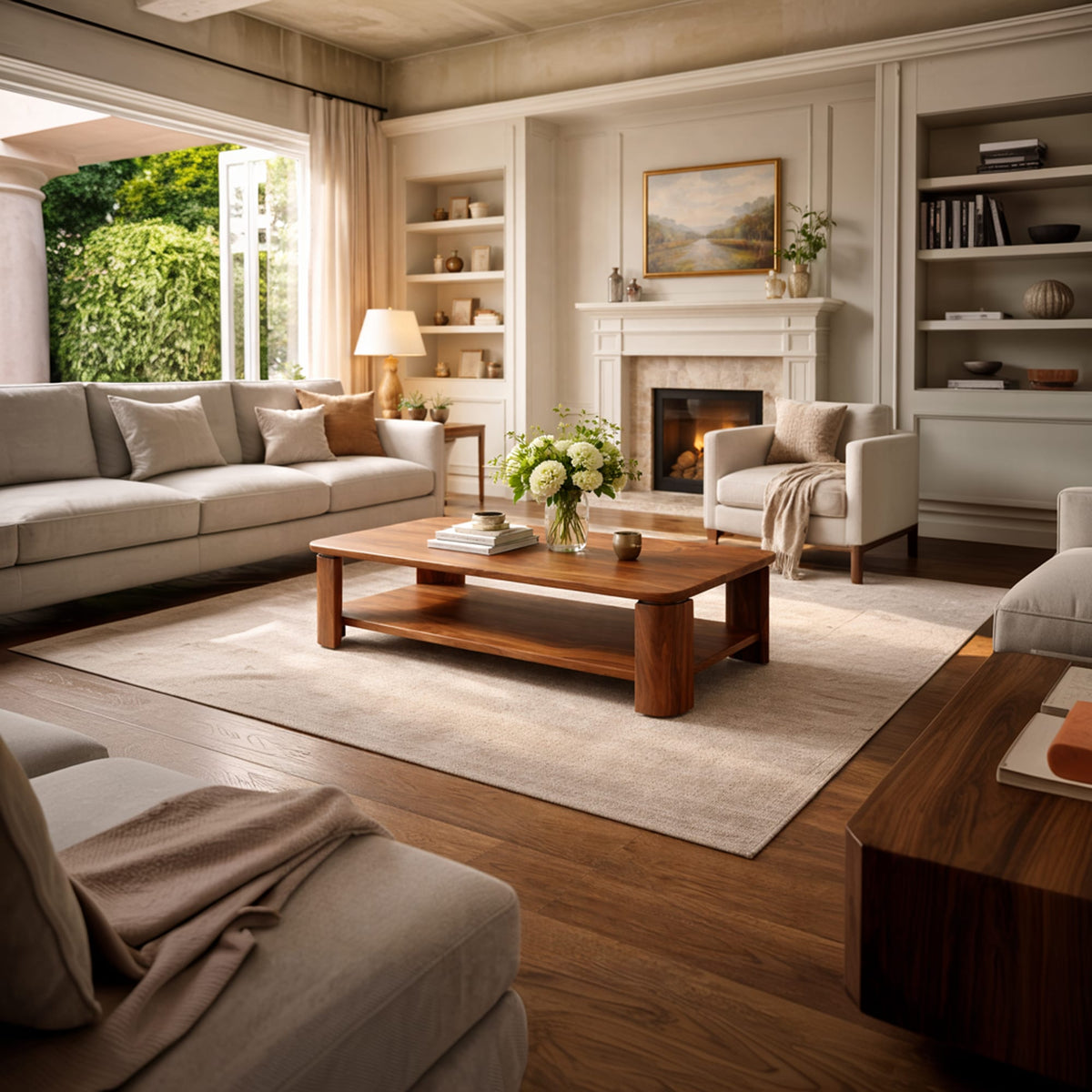 Classic Contemporary Coffee Table Timeless Living Room Interior, solid wood, built to order