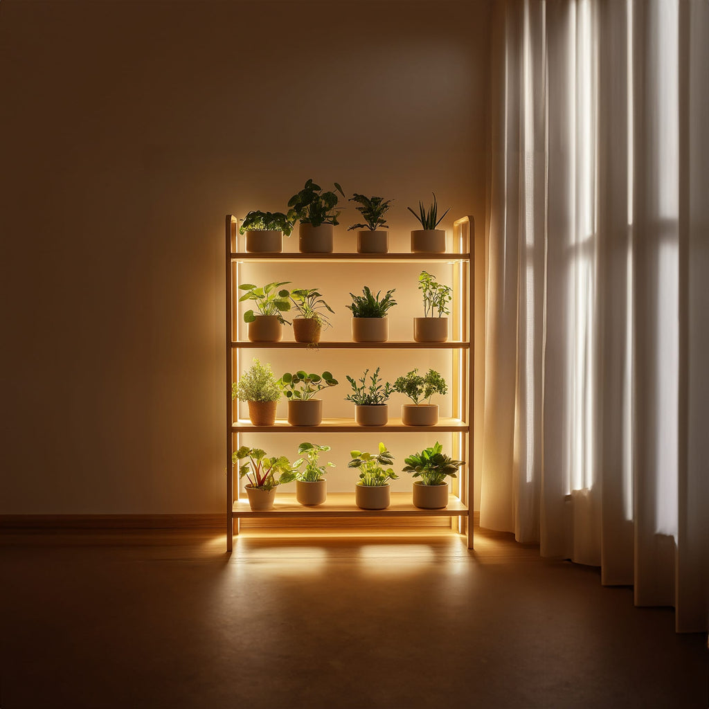 Mid Century Botanical Shelf Contemporary Indoor Garden, solid wood, built to order