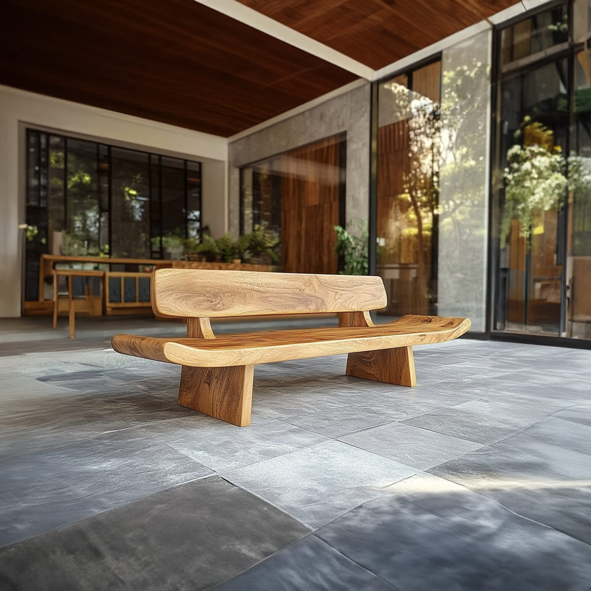 Handcrafted Organic Live Edge Bench, solid wood, built to order