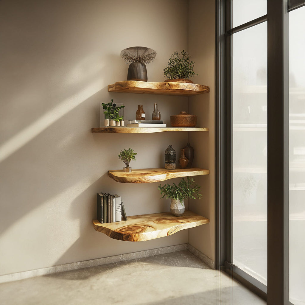 Live Edge Floating Decorative Wall Shelf