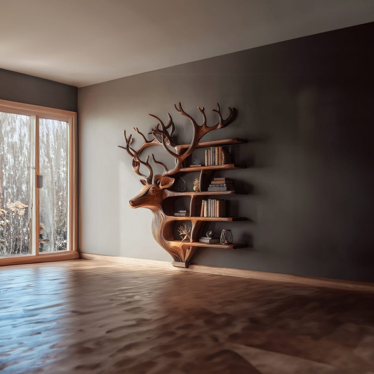 Deer Mounted Bookshelf