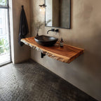 Mid Century Bathroom Vanity Shelf Modern Bathroom Interior, solid wood, built to order