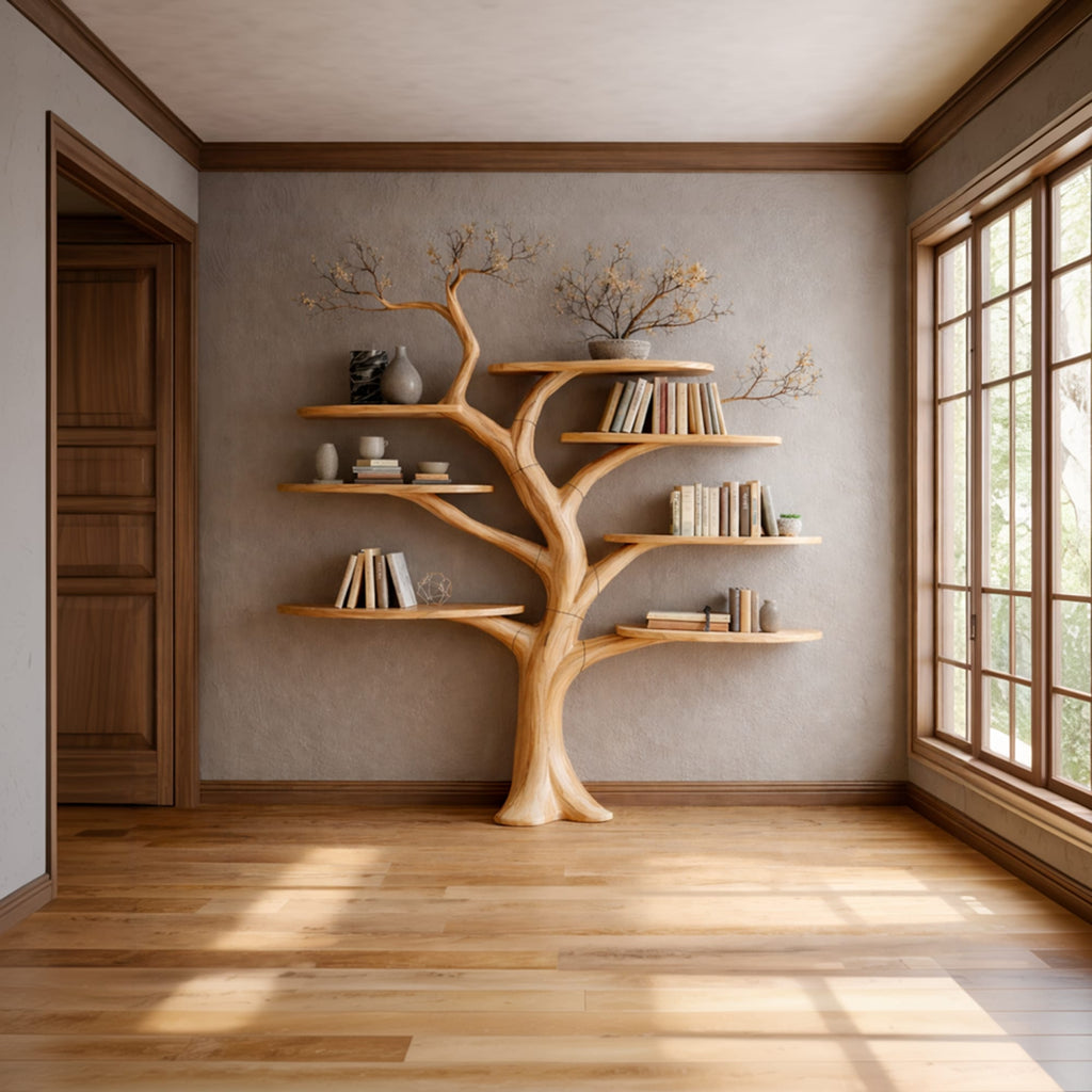 Midcentury Floating Tree Bookshelf