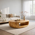 Curved Shell Solid Coffee Table Calm Living Room Interior, solid wood, built to order