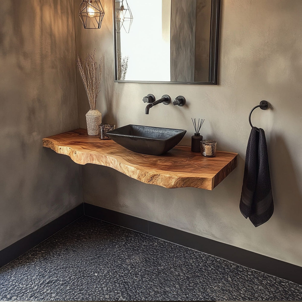 Rustic Bathroom Vanity Shelf Bathroom Accent, solid wood, built to order