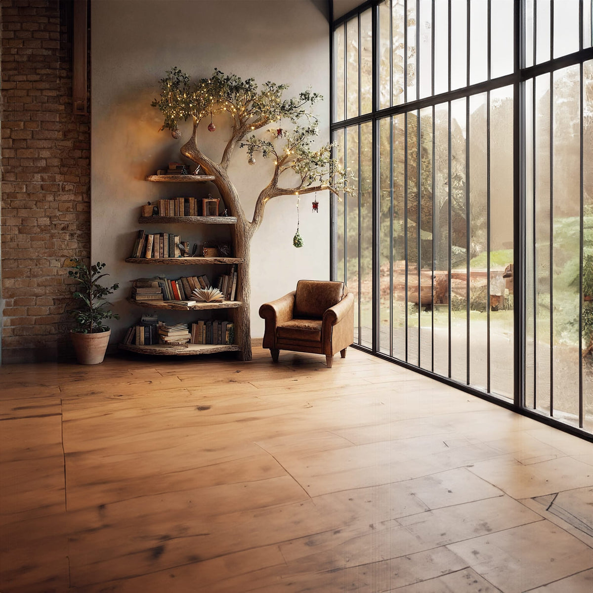 Rustic Branch Bookshelf Living Room Cozy Space, solid wood, built to order