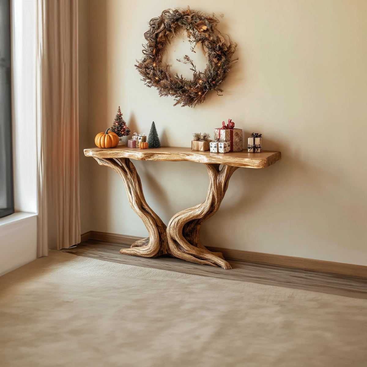 Mid Century Organic Compact Console Table