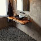 Rustic Bathroom Vanity Shelf Live Edge Bathroom Display, solid wood, built to order