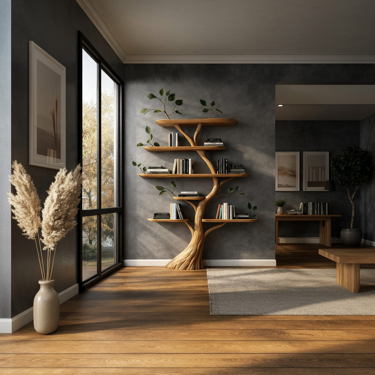 Floating Mounted Tree Bookshelf