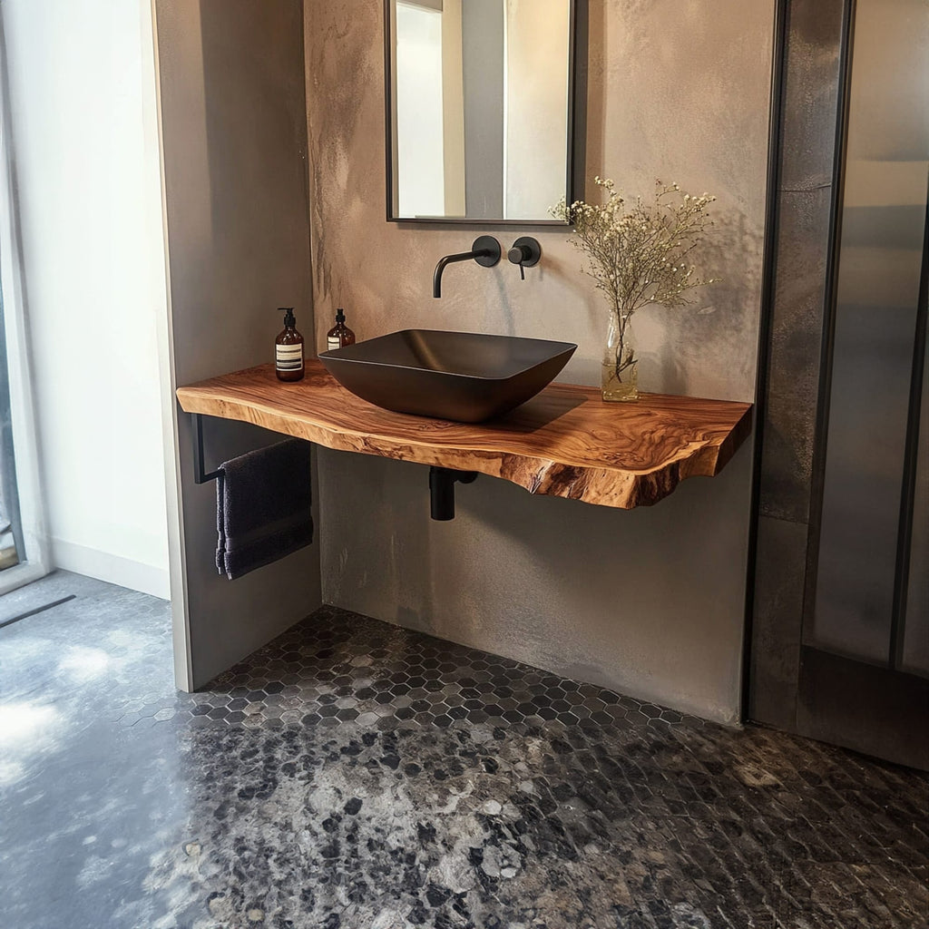 Rustic Bathroom Vanity Shelf Bathroom Design, solid wood, built to order