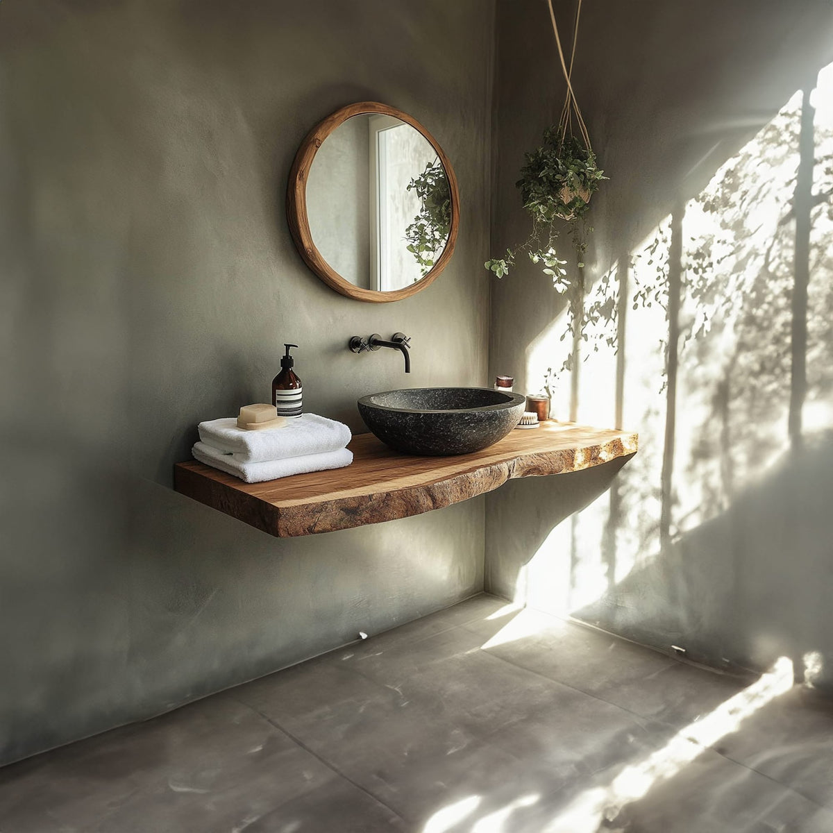 Rustic Compact Vanity Bathroom, solid wood, built to order