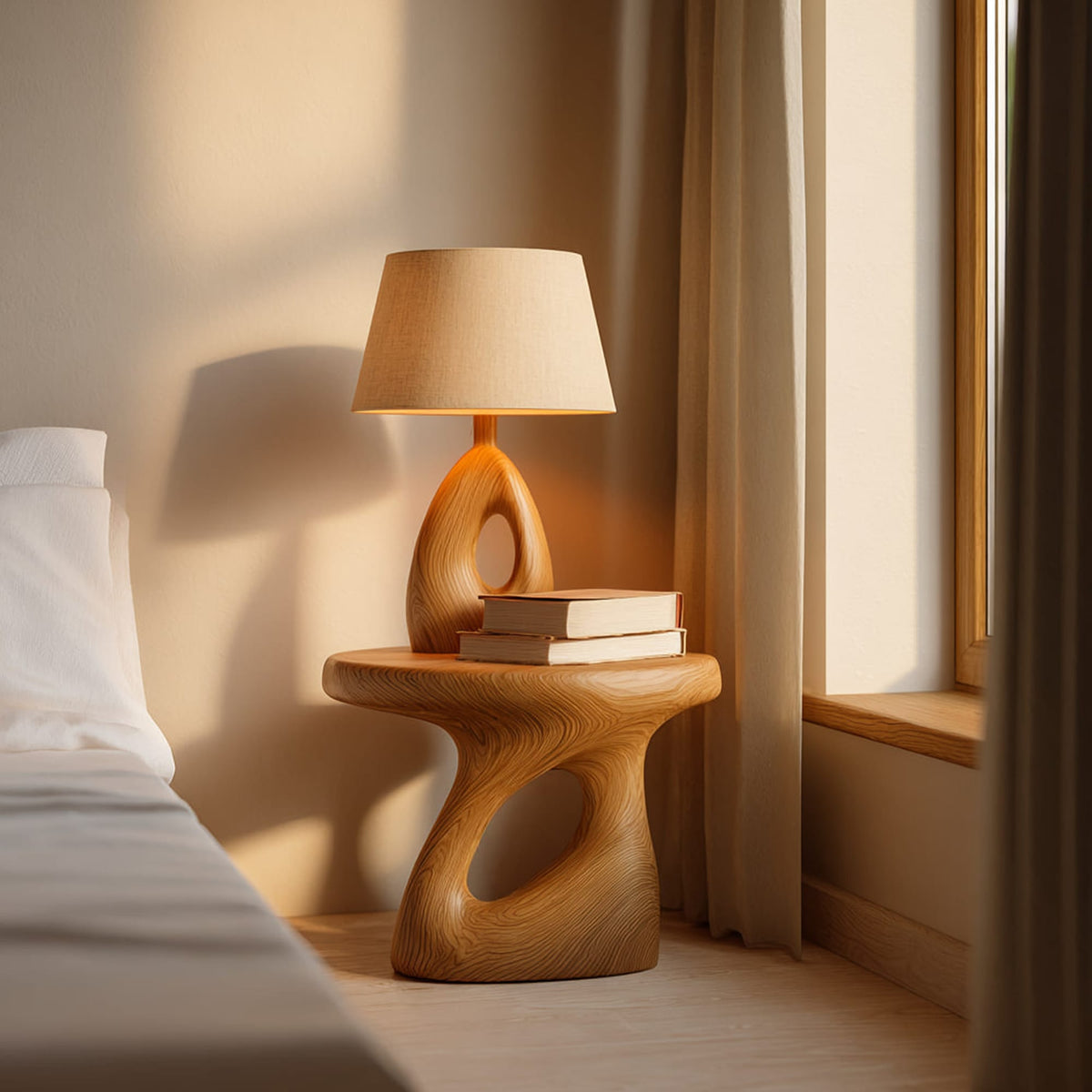 Mid Century Sculptural Accent Nightstand