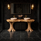 Organic Solid Bathroom Vanity Tree Base Statement Design, solid wood, built to order